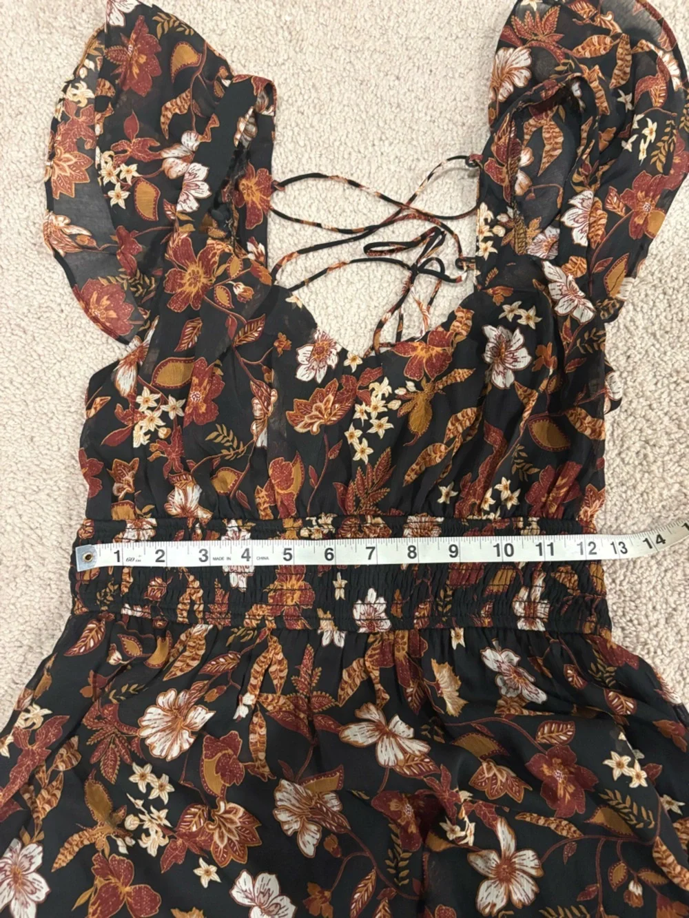 Blu Pepper Brown Floral Maxi Dress with Rust and Cream Accents